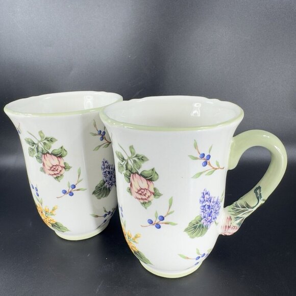 Princess House Garden Floral Ceramic Mugs Cups 12 Oz Ceramic Mug Cup Set 2 - Picture 15 of 16